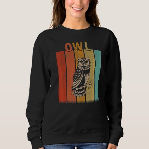 Distressed Owl  Men Women Kid Cute Owl Retro Sweatshirt