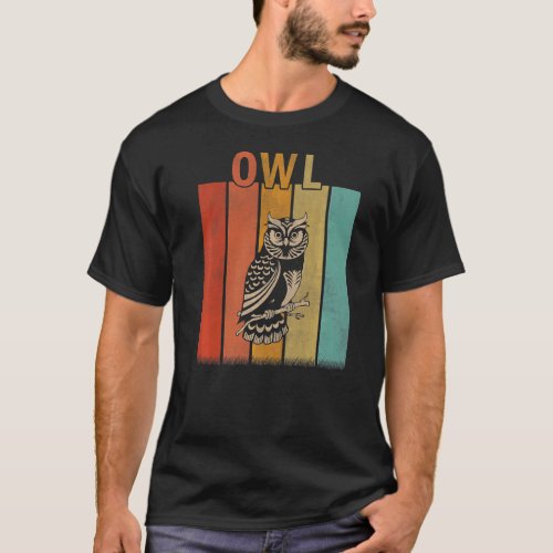 Distressed Owl  Men Women Kid Cute Owl Retro T_Shirt