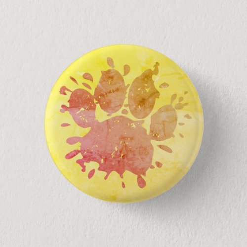 Distressed Paint Splatter Dog Paw Print Button