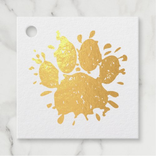 Distressed Paint Splatter Dog Paw Print Foil Favor Tags