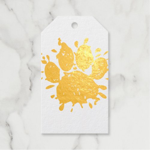 Distressed Paint Splatter Dog Paw Print Foil Gift Tags