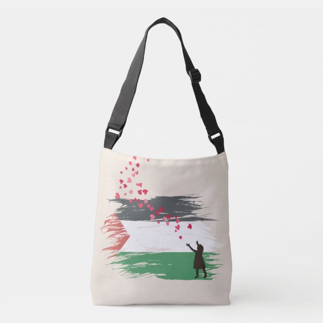 Distressed Palestinian Flag Crossbody Tote Bag (Front)