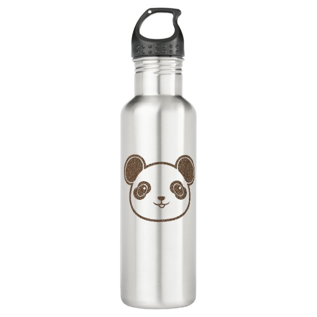 Distressed Panda Bear Stainless Steel Water Bottle (Front)