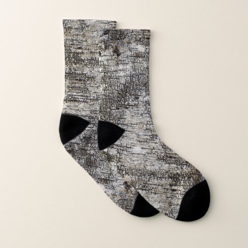 Distressed Paper Birch Tree Bark Natural Abstract Socks