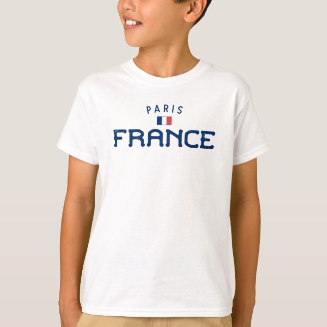 Distressed Paris France Boys' T-Shirt (Front)