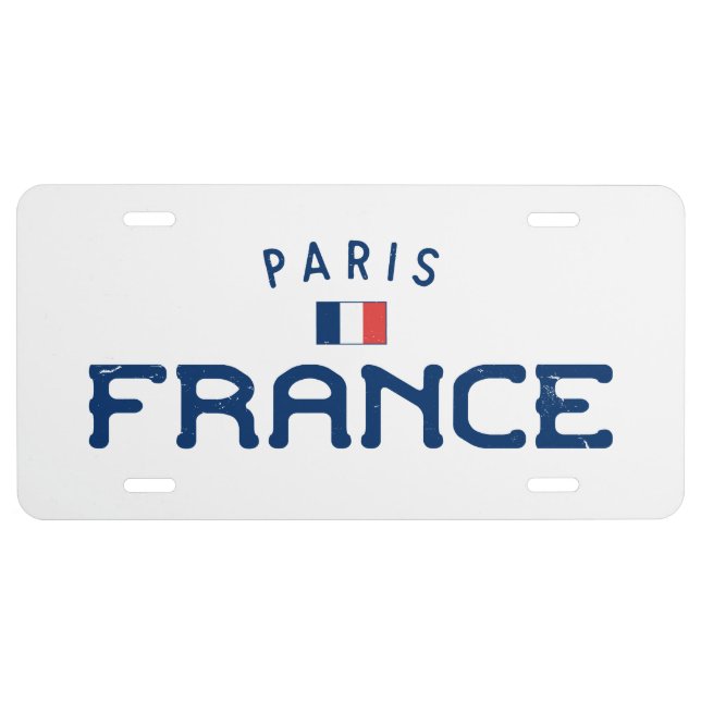Distressed Paris France License Plate (Front)