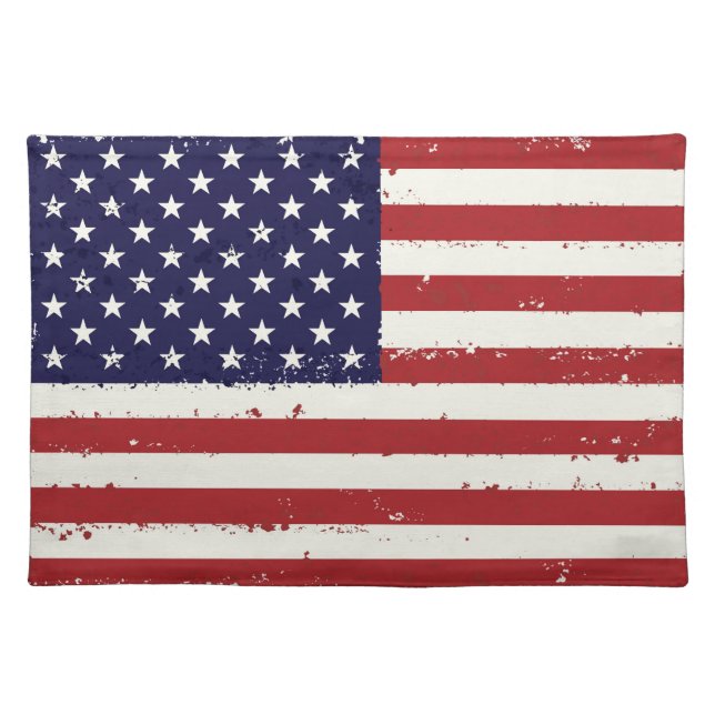 Distressed Patriotic American Flag Cloth Placemat (Front)