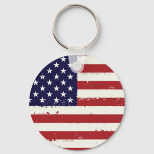 Distressed Patriotic American Flag Keychain