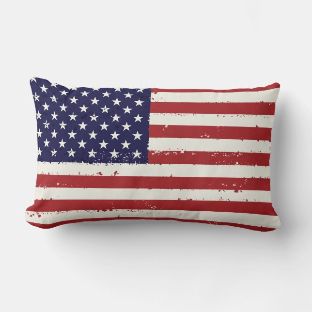Distressed Patriotic American Flag Lumbar Pillow (Front)