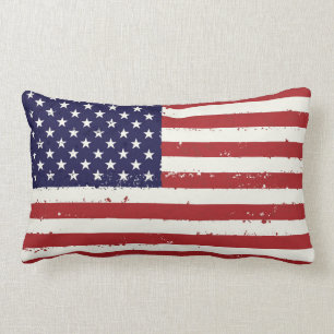 Distressed Patriotic American Flag Lumbar Pillow