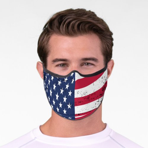 Distressed Patriotic American Flag Stars Stripes Premium Face Mask