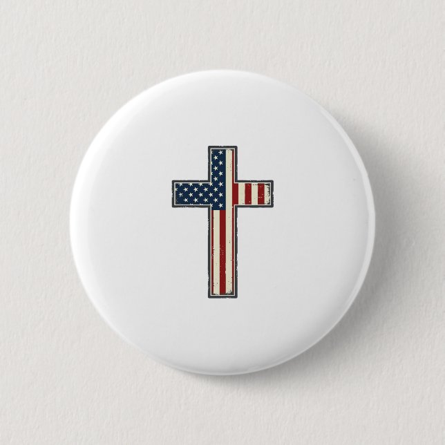 Distressed Patriotic Cross Vector Design_1 Button (Front)