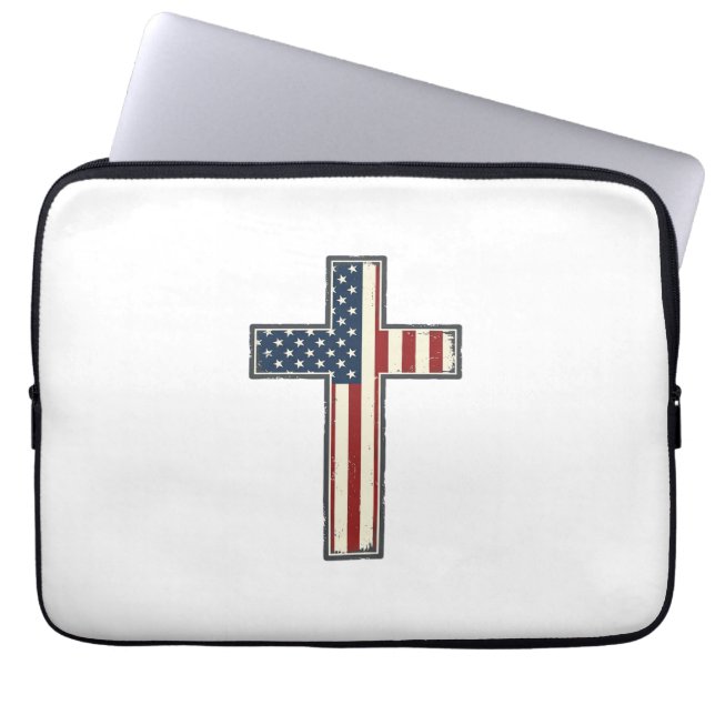 Distressed Patriotic Cross Vector Design_1 Laptop Sleeve (Front)