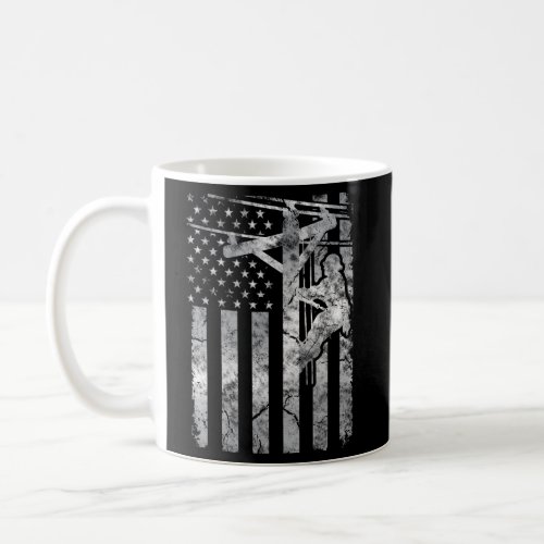 Distressed Patriotic Electric Cable Lineman Americ Coffee Mug