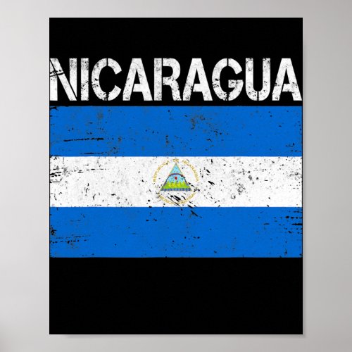 Distressed Patriotic Nicaragua Flag Men Women Poster