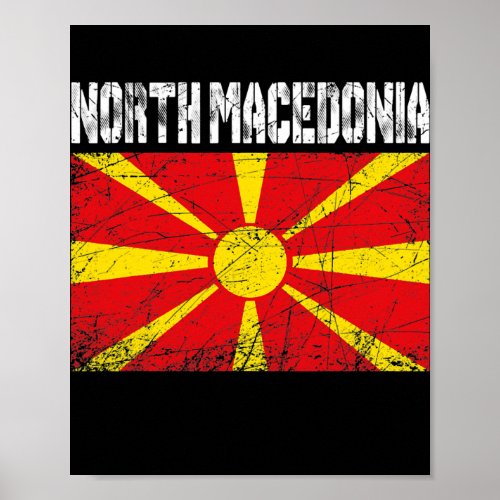 Distressed Patriotic North Macedonia Flag Men Poster