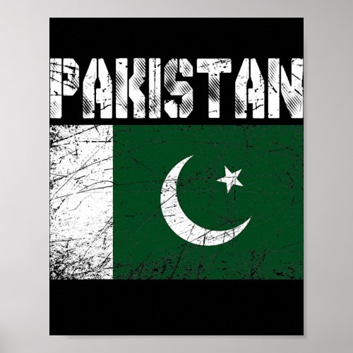 Distressed Patriotic Pakistan Flag Men Women Kids Poster