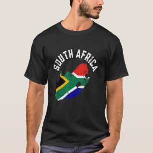 Distressed Patriotic South Africa Flag Map Men Wom T-Shirt