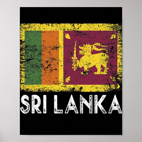 Distressed Patriotic Sri Lanka Flag Men Women Kid Poster