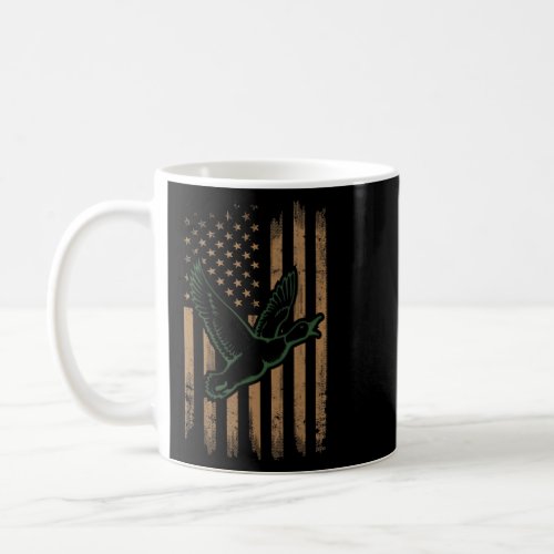 Distressed Patriotic Us Flag With Duck   Hunting  Coffee Mug