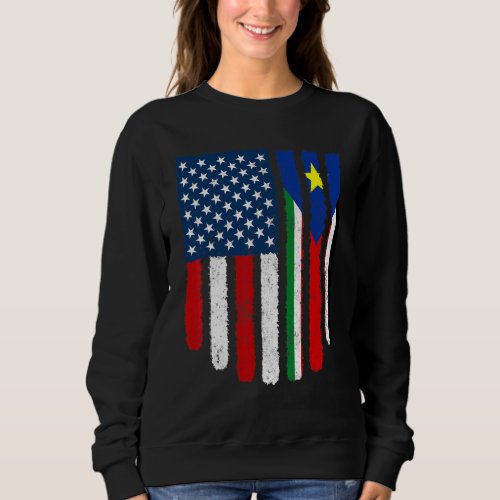 Distressed Patriotic Usa American South Sudan Flag Sweatshirt