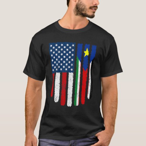 Distressed Patriotic Usa American South Sudan Flag T_Shirt