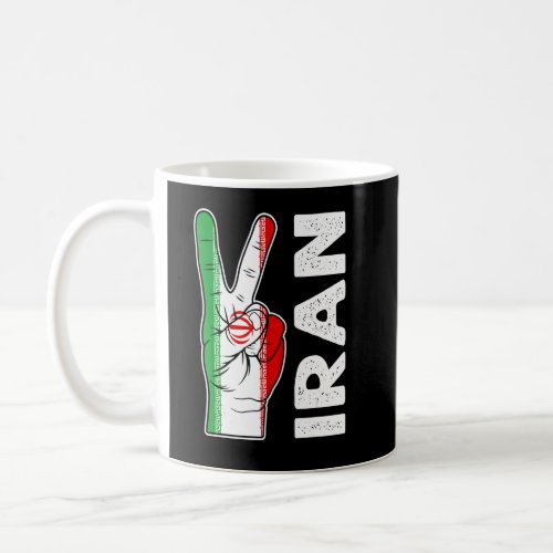 Distressed Patriotic Victory Two Fingers Iran Flag Coffee Mug
