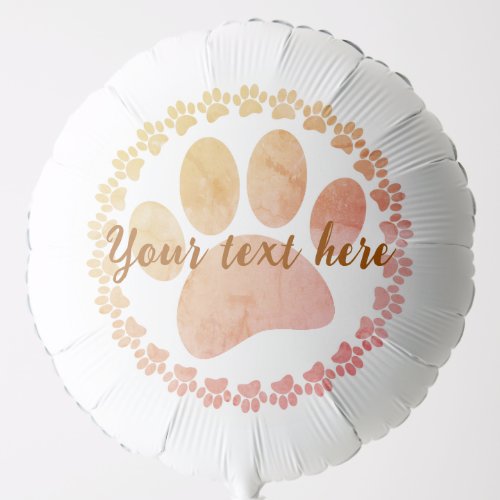 Distressed Paw And Round Frame Dog Print Pattern Balloon