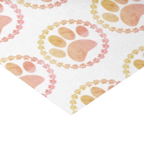 Distressed Paw And Round Frame Dog Print Pattern Tissue Paper