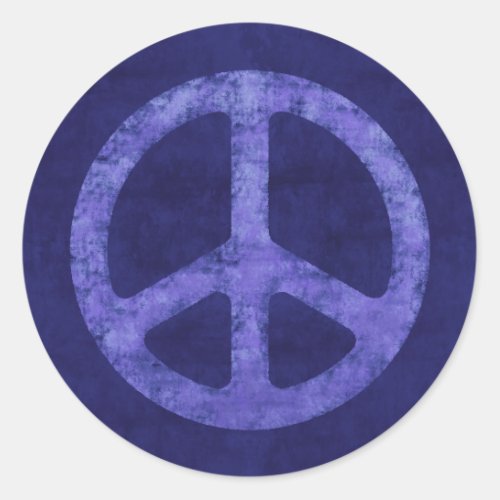 Distressed Peace Sign Classic Round Sticker