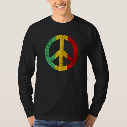 Distressed Peace Sign Hippie Freedom Equality Symb T_Shirt