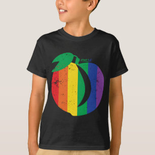 Distressed Peach, Plum Berry Fruit, Round Booty, B T-Shirt