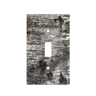 Distressed Peeling Birch Bark Black White Pattern Light Switch Cover