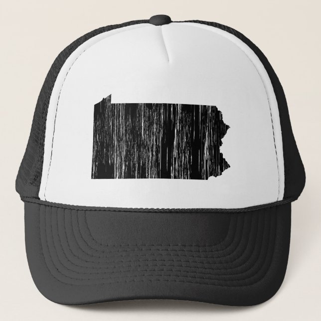 Distressed Pennsylvania State Outline Trucker Hat (Front)