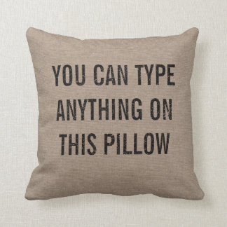 Distressed Personalized Burlap Throw Pillow