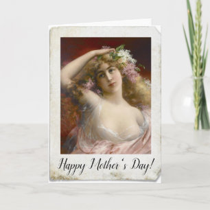 Distressed Photograph of Victorian Lady Holiday Card