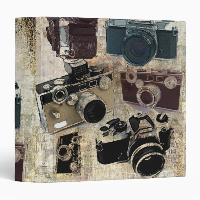 distressed photographer photography retro Camera 3 Ring Binder (Front/Spine)
