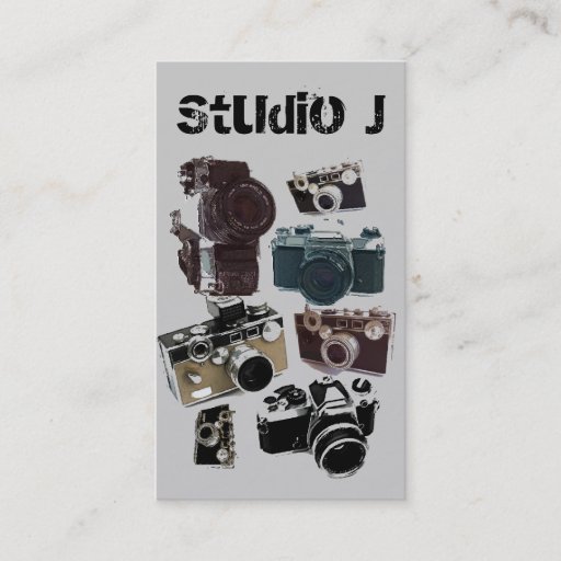 Customizable Vintage Grunge Retro Cameras Pattern Business Card