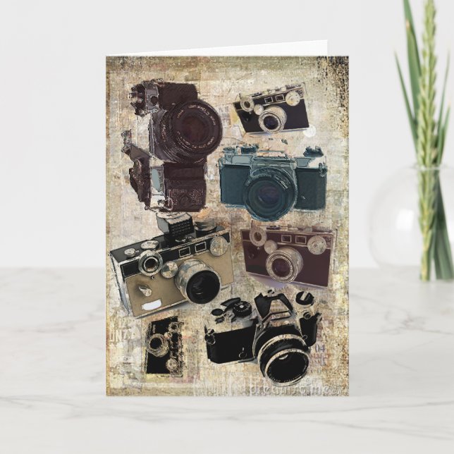 distressed photographer photography retro Camera Card (Front)