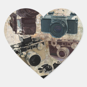 distressed photographer photography retro Camera Heart Sticker