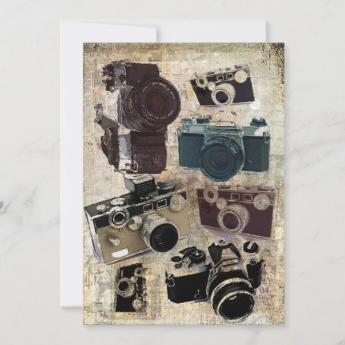 Vintage Grunge Retro Cameras Pattern Custom Announcement