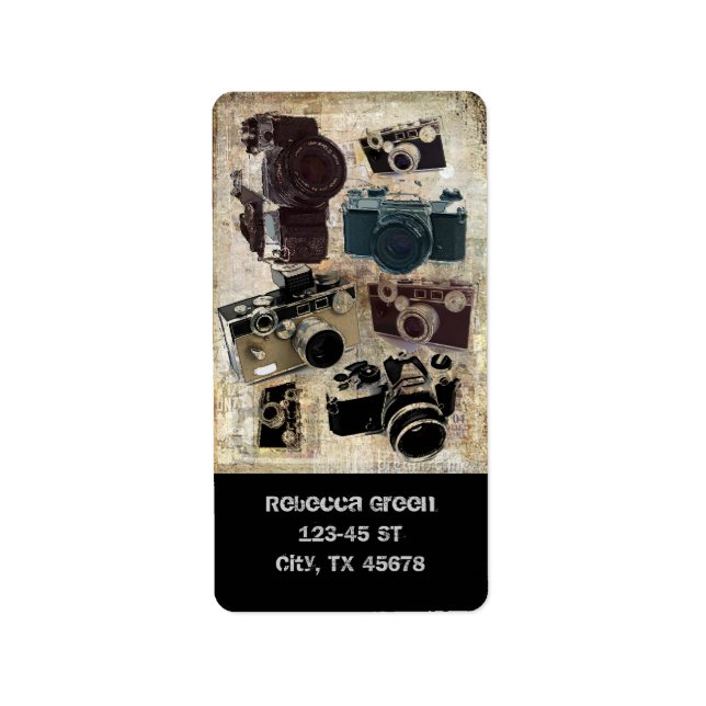 distressed photographer photography retro Camera Label (Front)