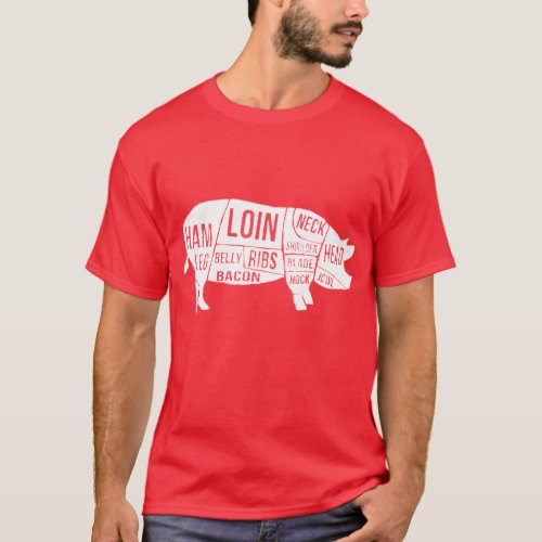 Distressed Pig Parts and Cuts T_Shirt