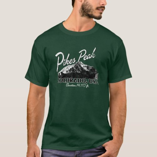 Distressed Pikes Peak Colorado Design Tee Shirt