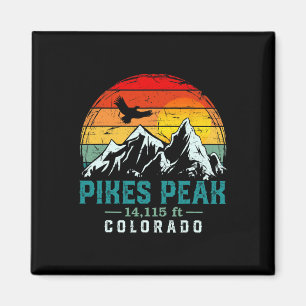 Distressed Pikes Peak Mountain Colorado Retro Hiki Magnet