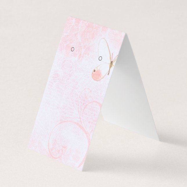 Distressed Pink Butterfly Earring Display Cards (Front)