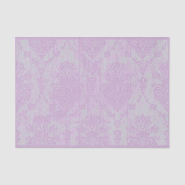 Distressed Pink Grunge Damask Tissue Paper (Front)
