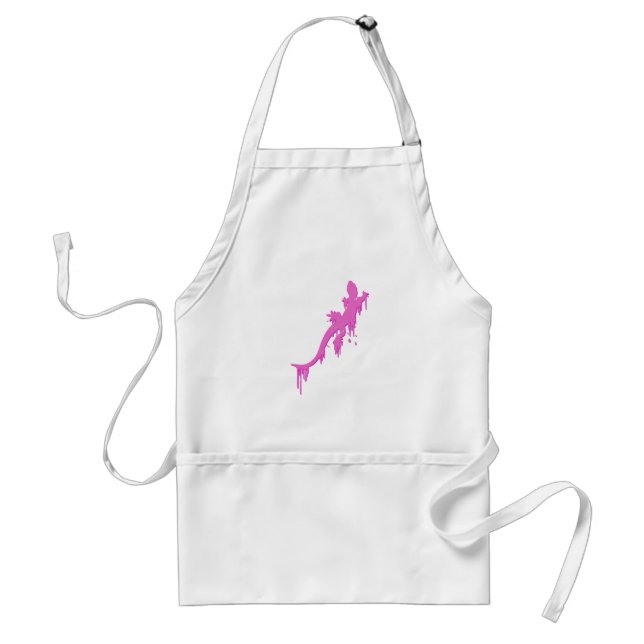 Distressed Pink Salamander With Paint Drip Adult Apron (Front)