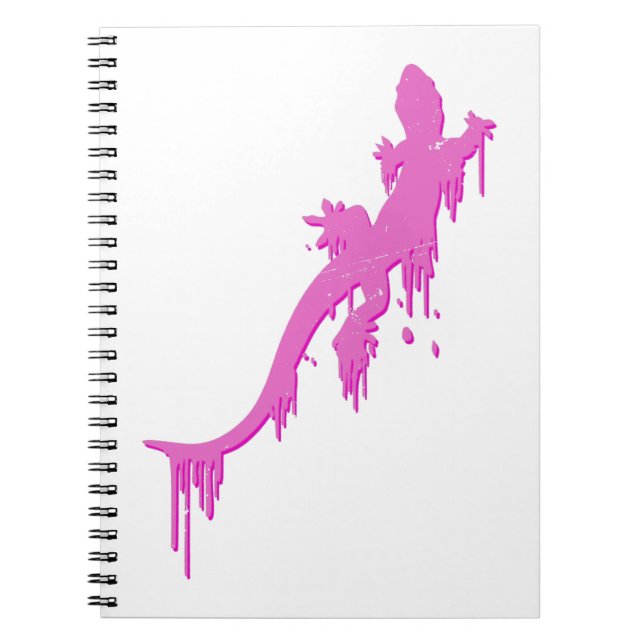 Distressed Pink Salamander With Paint Drip Notebook (Front)