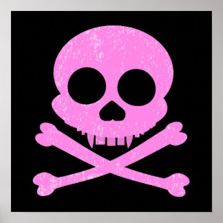 Distressed Pink Skull Poster